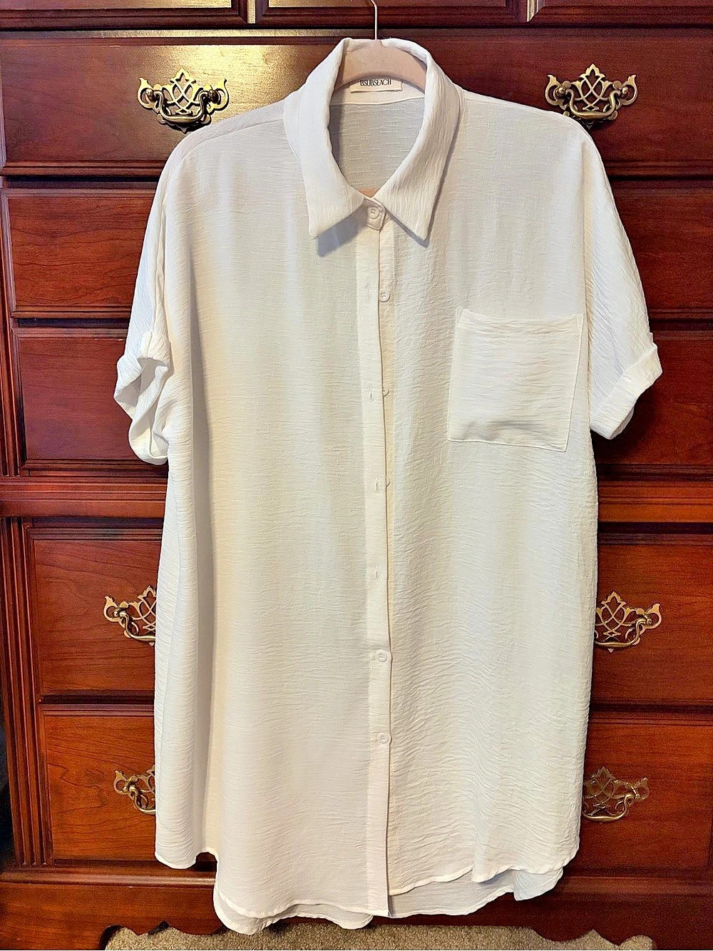 Button Down beach cover-up in White Like New